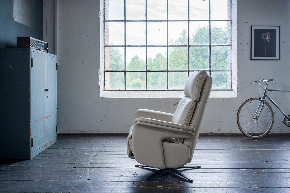 KAWOLA Sessel NAMA Relaxsessel drehbar Leder grau