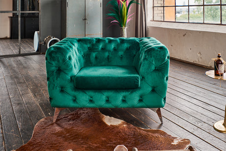 KAWOLA Sessel NARLA Chesterfield Loungesessel Velvet grün