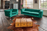 KAWOLA Sessel NARLA Chesterfield Loungesessel Velvet grün