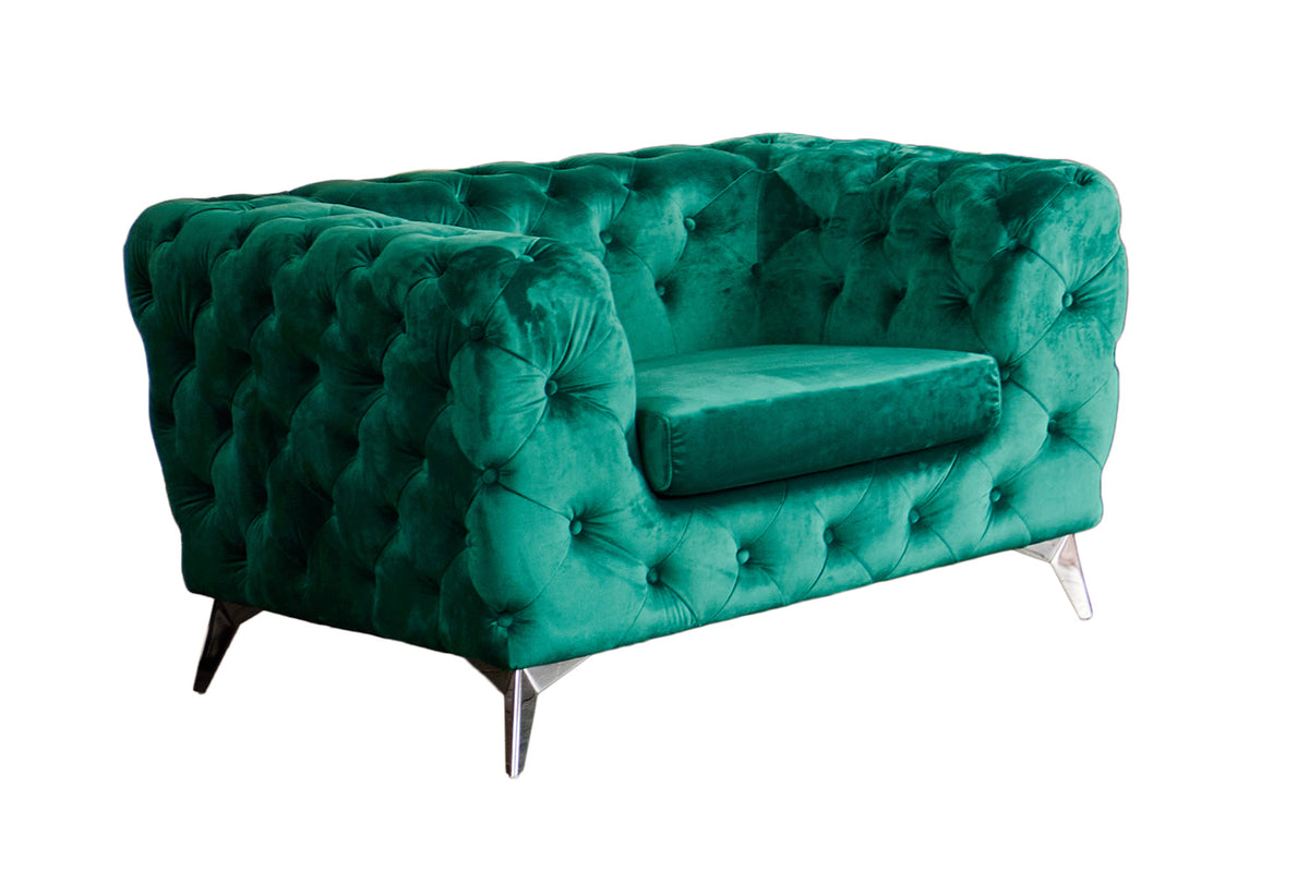 KAWOLA Sessel NARLA Chesterfield Loungesessel Velvet grün
