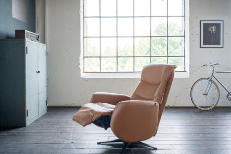 KAWOLA Sessel SARI Relaxsessel drehbar Leder braun