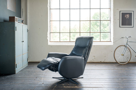 KAWOLA Sessel SARI Relaxsessel drehbar Leder schwarz