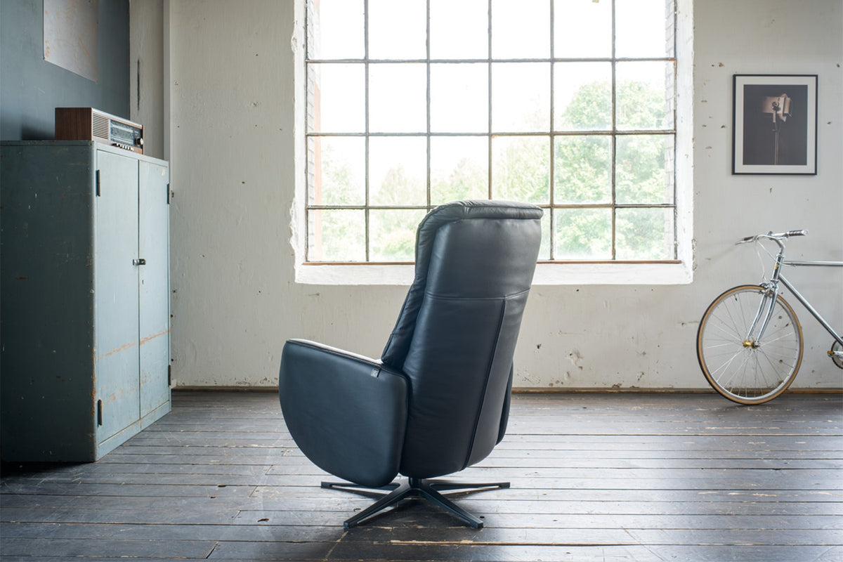 KAWOLA Sessel SARI Relaxsessel drehbar Leder schwarz