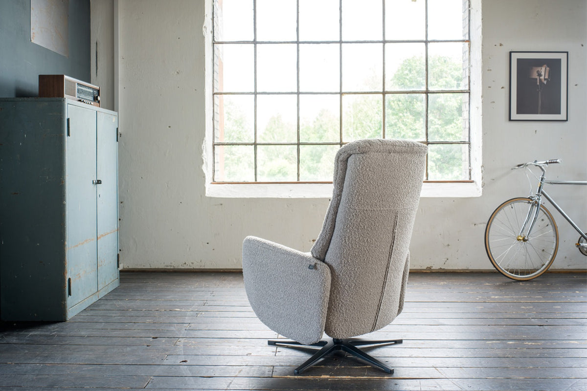 KAWOLA Sessel SARI Relaxsessel drehbar Stoff taupe