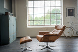 KAWOLA Sessel TOSAR Relaxsessel drehbar Leder braun mit Hocker