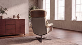 KAWOLA Sessel TOSAR Relaxsessel drehbar Schaffell beige mit Hocker