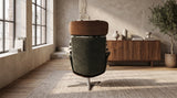 KAWOLA Sessel TOSAR Relaxsessel drehbar Stoff Retro-Design grün mit Hocker