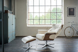 KAWOLA Sessel TOSAR Relaxsessel drehbar Velvet cremeweiß mit Hocker