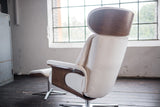 KAWOLA Sessel TOSAR Relaxsessel drehbar Velvet cremeweiß mit Hocker