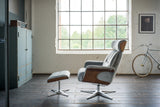 KAWOLA Sessel TOSAR Relaxsessel drehbar Velvet steingrau mit Hocker