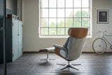 KAWOLA Sessel TOSAR Relaxsessel drehbar Velvet steingrau mit Hocker