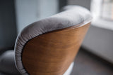 KAWOLA Sessel TOSAR Relaxsessel drehbar Velvet steingrau mit Hocker