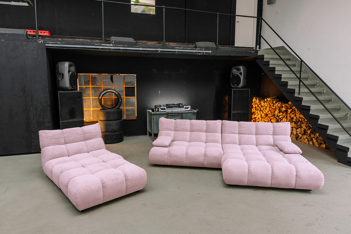 KAWOLA Sessel VIVIEN Drehsessel Feincord rosa