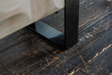 KAWOLA Sideboard MARGO 4 Türen Ulme furniert grau Fuß Edelstahl gebürstet