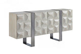 KAWOLA Sideboard MARGO 4 Türen Ulme furniert grau Fuß Edelstahl gebürstet
