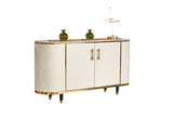 KAWOLA Sideboard MARIA Marmorplatte Kunstleder weiß