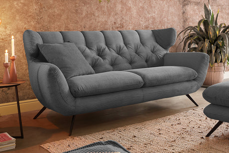 KAWOLA Sitzgruppe CHARME Sofa Sessel Hockerbank Cord grau