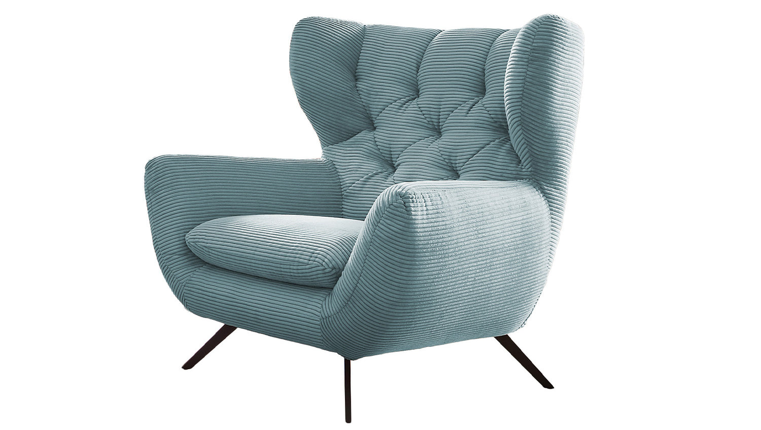 KAWOLA Sitzgruppe CHARME Sofa Sessel Hockerbank Cord hellblau