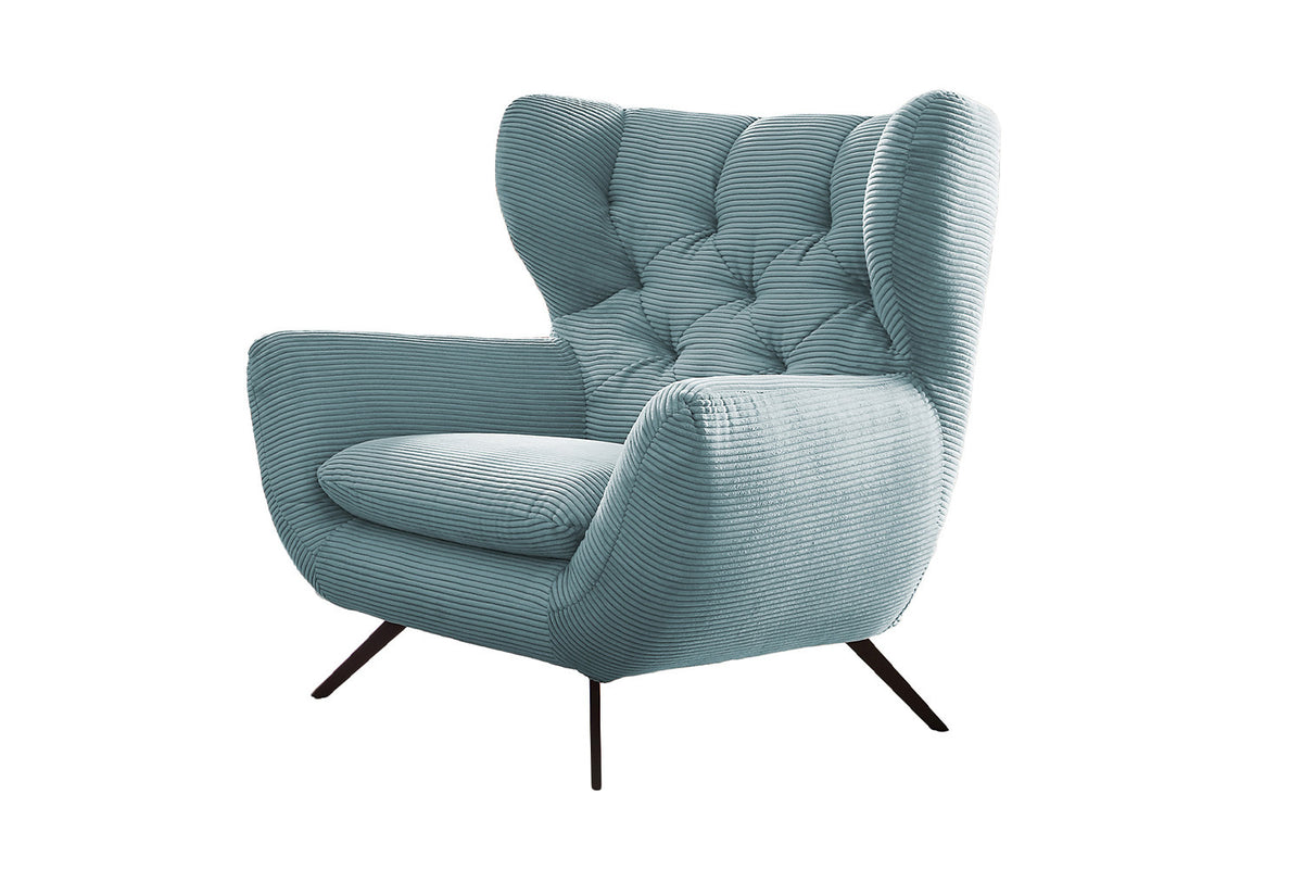 KAWOLA Sitzgruppe CHARME Sofa Sessel Hockerbank Cord hellblau