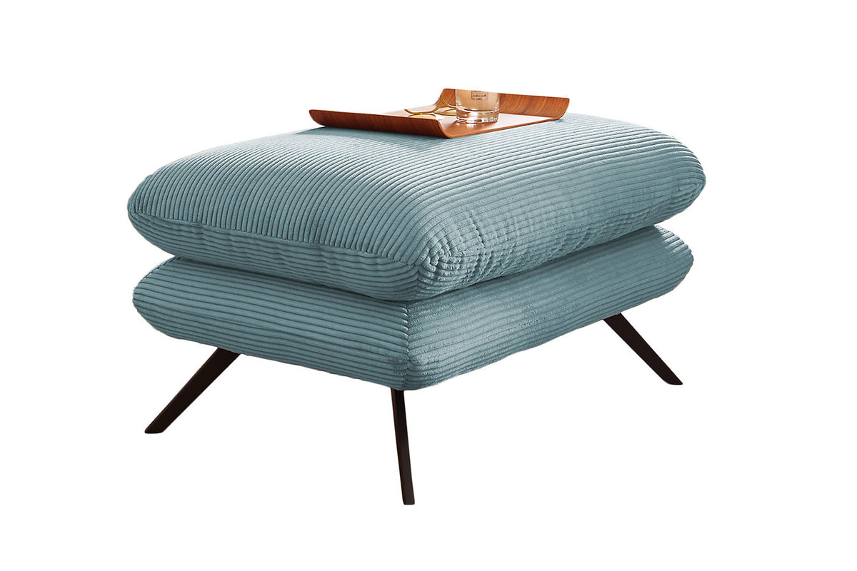 KAWOLA Sitzgruppe CHARME Sofa Sessel Hockerbank Cord hellblau