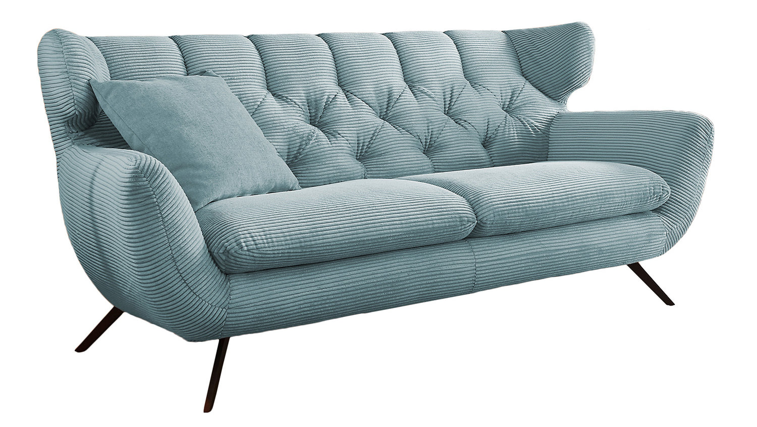 KAWOLA Sitzgruppe CHARME Sofa Sessel Hockerbank Cord hellblau