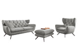 KAWOLA Sitzgruppe CHARME Sofa Sessel Hockerbank Cord hellgrau