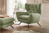 KAWOLA Sitzgruppe CHARME Sofa Sessel Hockerbank Cord olivgrün