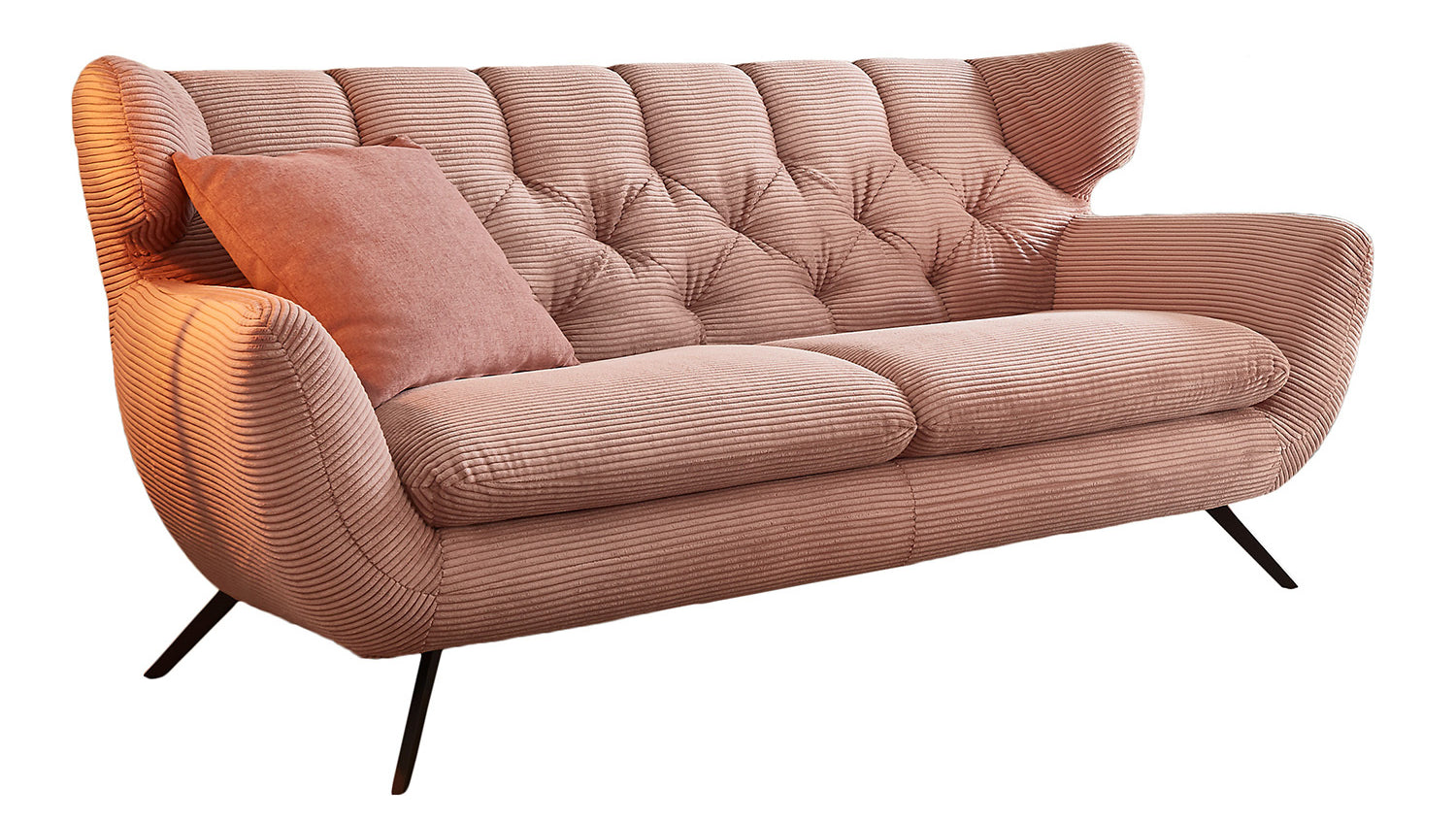 KAWOLA Sitzgruppe CHARME Sofa Sessel Hockerbank Cord rosa