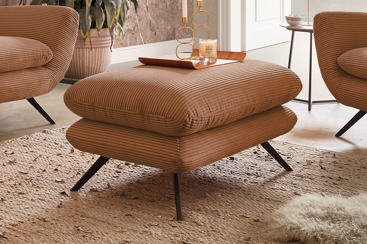 KAWOLA Sitzgruppe CHARME Sofa Sessel Hockerbank Cord rost