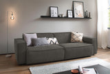 KAWOLA Sitzgruppe SAMU 3-Sitzer 2-Sitzer Chenille-Stoff grau