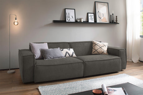 KAWOLA Sitzgruppe SAMU 3-Sitzer 2-Sitzer Chenille-Stoff grau