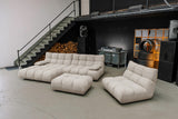 KAWOLA Sitzgruppe VIVIEN Ecksofa Drehsessel Hockerbank Feincord beige, Links