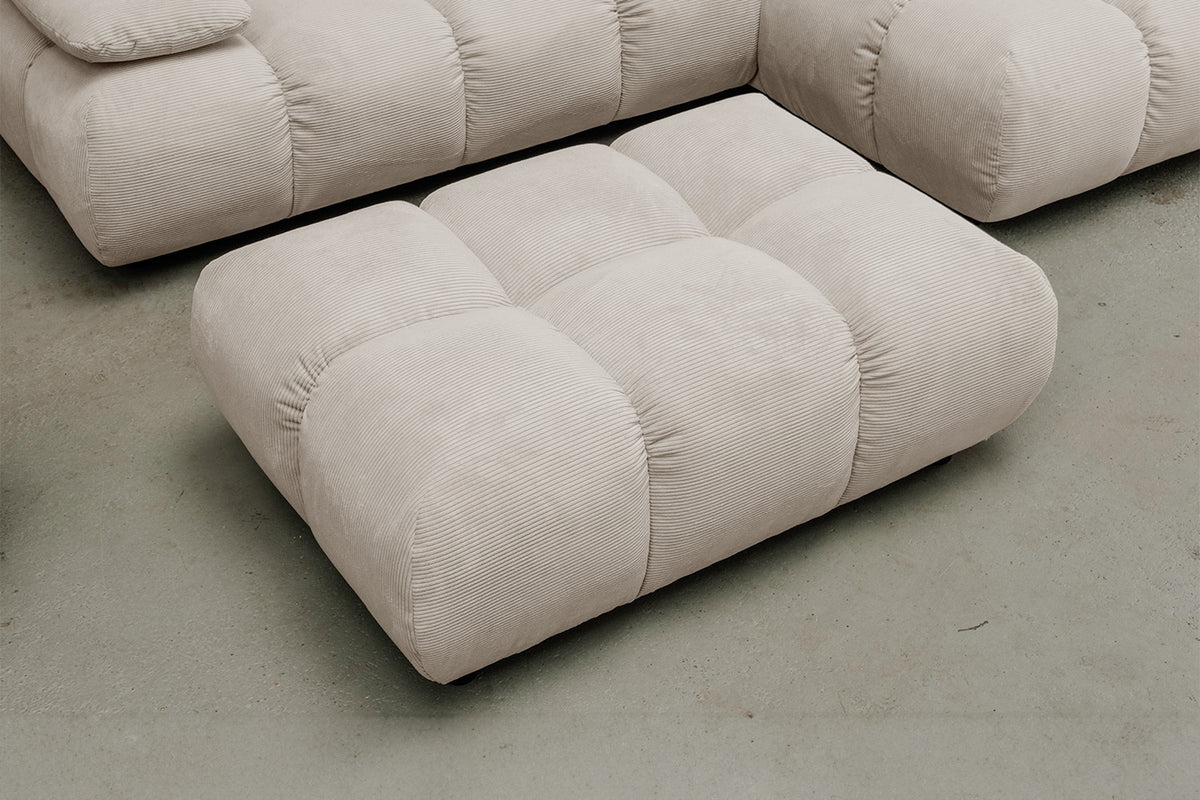 KAWOLA Sitzgruppe VIVIEN Ecksofa Drehsessel Hockerbank Feincord beige