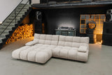 KAWOLA Sitzgruppe VIVIEN Ecksofa Drehsessel Hockerbank Feincord beige