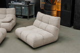 KAWOLA Sitzgruppe VIVIEN Ecksofa Drehsessel Hockerbank Feincord beige