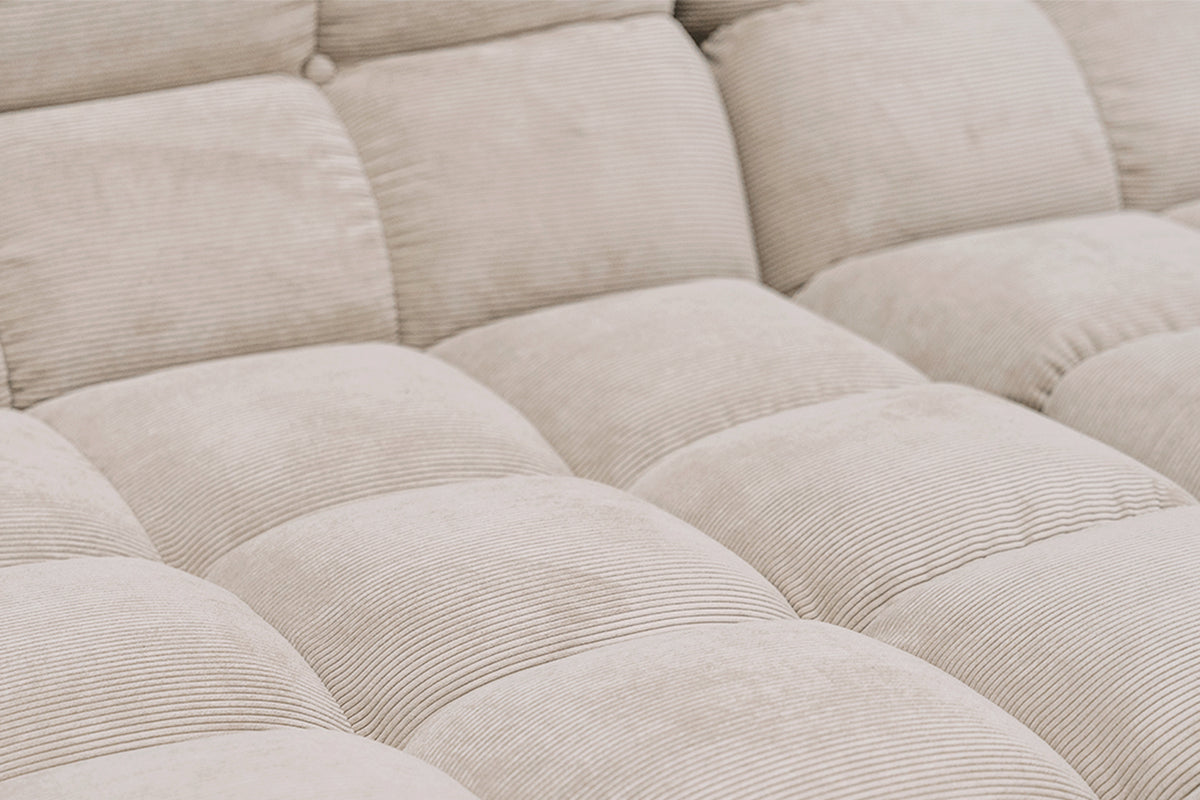 KAWOLA Sitzgruppe VIVIEN Ecksofa Drehsessel Hockerbank Feincord beige