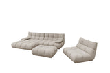 KAWOLA Sitzgruppe VIVIEN Ecksofa Drehsessel Hockerbank Feincord beige