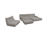 KAWOLA Sitzgruppe VIVIEN Ecksofa Drehsessel Hockerbank Feincord grau