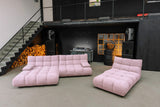 KAWOLA Sitzgruppe VIVIEN Ecksofa Drehsessel Hockerbank Feincord rosa