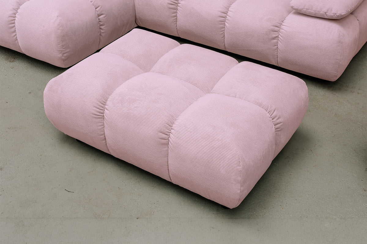 KAWOLA Sitzgruppe VIVIEN Ecksofa Drehsessel Hockerbank Feincord rosa