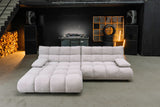 KAWOLA Sitzgruppe VIVIEN Ecksofa Drehsessel Hockerbank Feincord silber