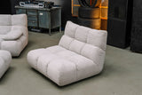 KAWOLA Sitzgruppe VIVIEN Ecksofa Drehsessel Hockerbank Feincord silber