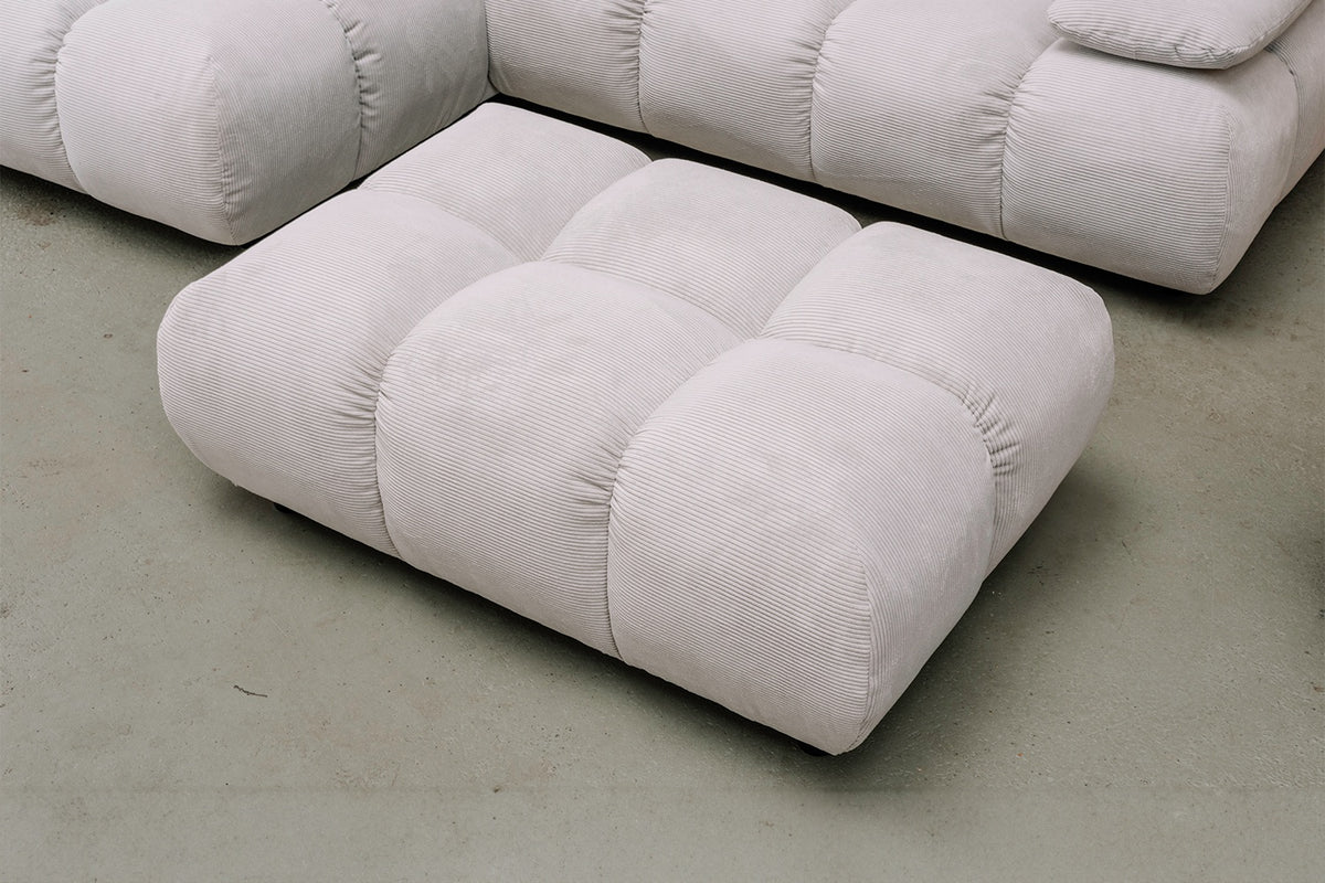 KAWOLA Sitzgruppe VIVIEN Ecksofa Drehsessel Hockerbank Feincord silber