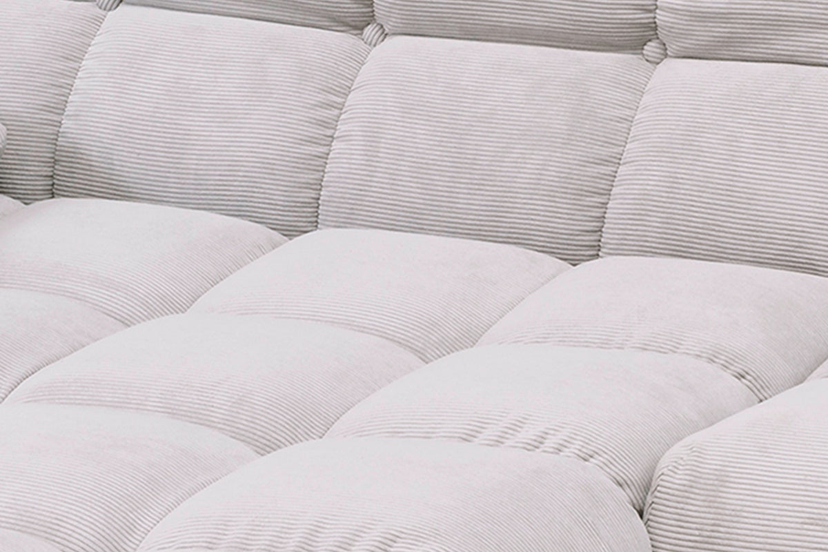 KAWOLA Sitzgruppe VIVIEN Ecksofa Drehsessel Hockerbank Feincord silber