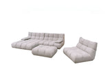 KAWOLA Sitzgruppe VIVIEN Ecksofa Drehsessel Hockerbank Feincord silber