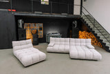 KAWOLA Sitzgruppe VIVIEN Ecksofa Drehsessel Hockerbank Feincord silber