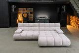KAWOLA Sitzgruppe VIVIEN Ecksofa Drehsessel Hockerbank Feincord silber