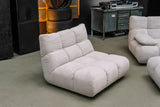 KAWOLA Sitzgruppe VIVIEN Ecksofa Drehsessel Hockerbank Feincord silber