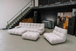 KAWOLA Sitzgruppe VIVIEN Ecksofa Drehsessel Hockerbank Feincord silber, Links