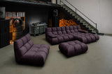 KAWOLA Sitzgruppe VIVIEN Ecksofa Drehsessel Hockerbank Velvet purple, Rechts